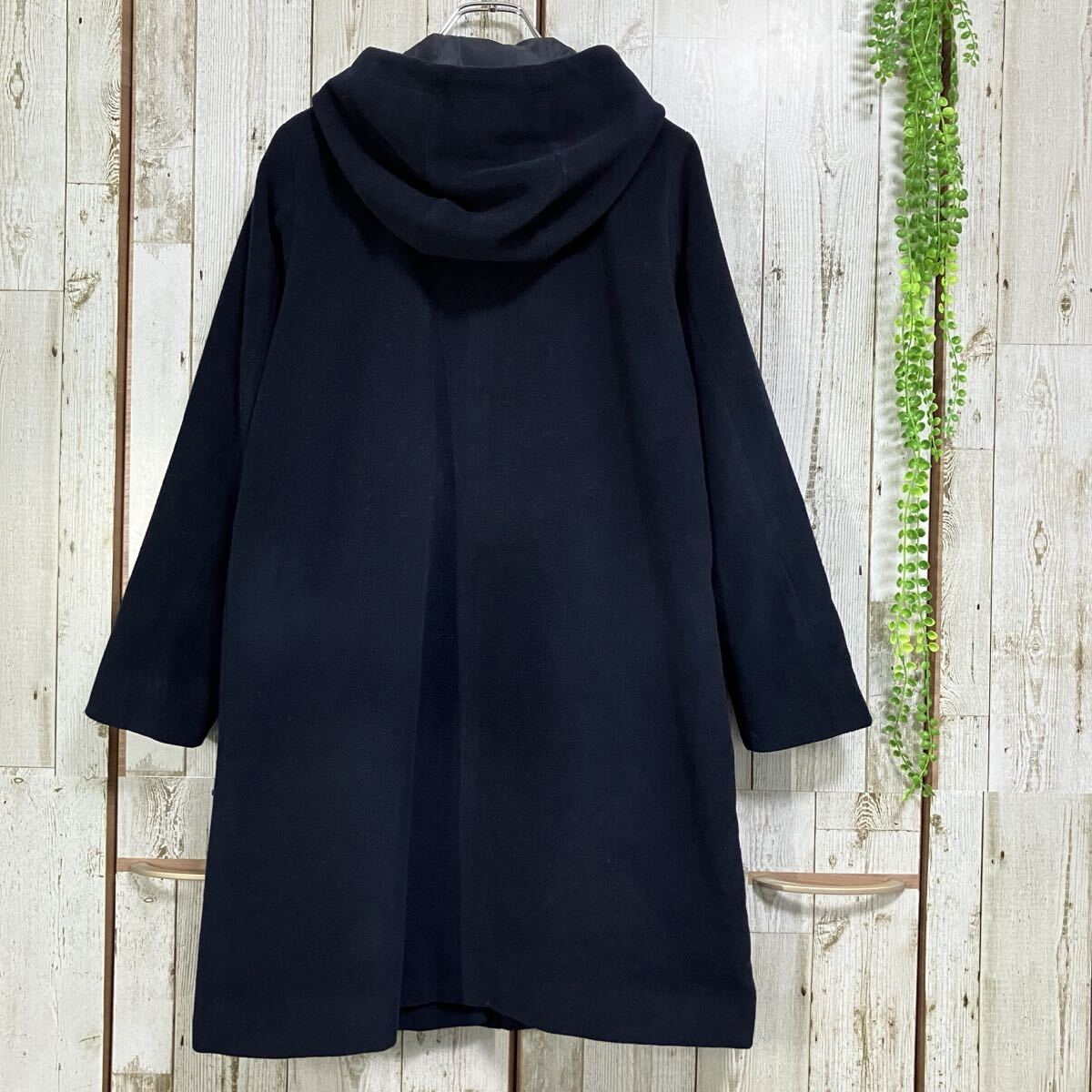 [訳あり]☆ショコラフィネローブ chocol raffine robe☆コート アウター 比翼ボタン 起毛 ネイビー F フード レディース [送料無料] y6369_画像8