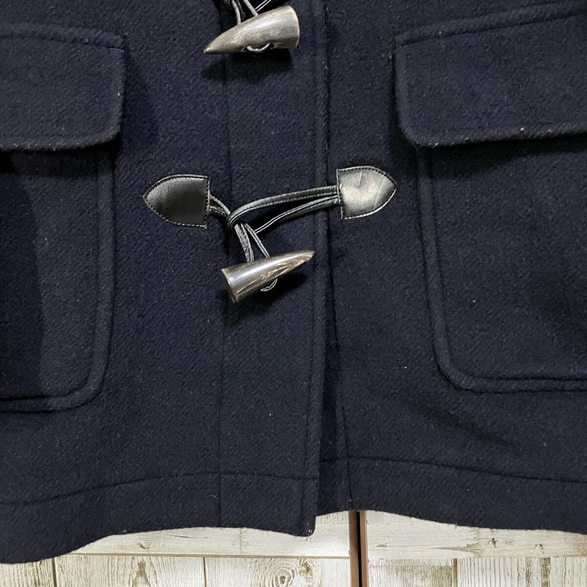 ☆イーストボーイ EAST BOY☆ダッフルコート ネイビー 9号 M レディース 起毛 裏側チェック フード アウター [送料無料☆匿名配送] y6410_画像4