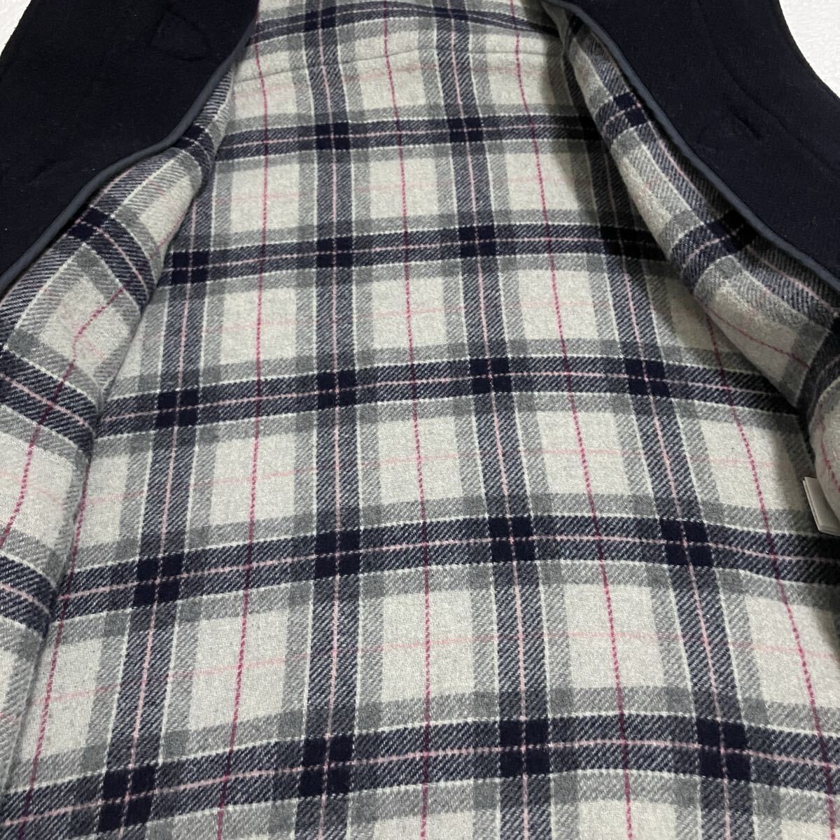 ☆イーストボーイ EAST BOY☆ダッフルコート ネイビー 9号 M レディース 起毛 裏側チェック フード アウター [送料無料☆匿名配送] y6410_画像7