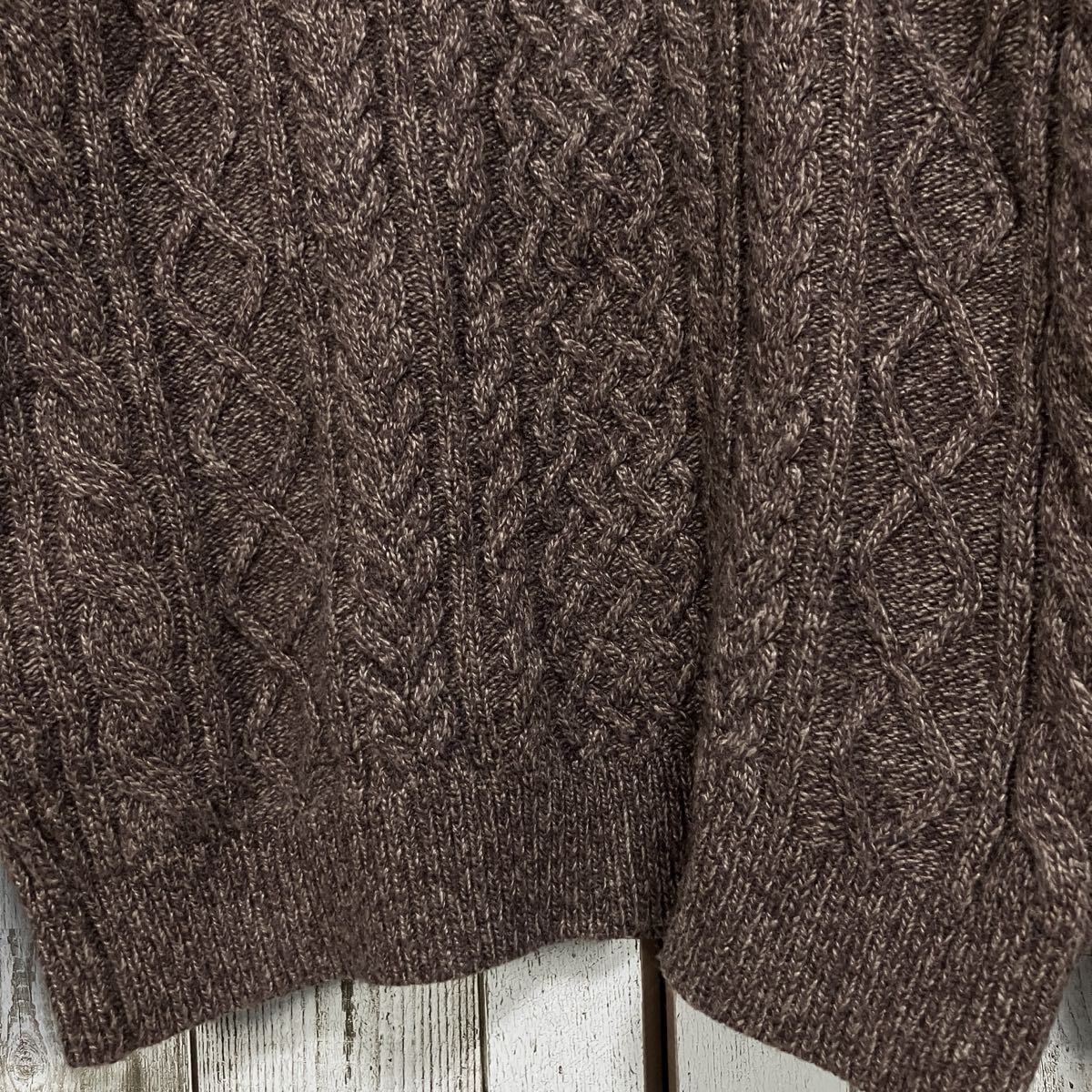 ☆ビームスハート BEAMS HEART☆良品☆ニット セーター タイト L ケーブル編み ブラウン クルーネック 長袖 [送料無料☆匿名配送] j6447_画像3
