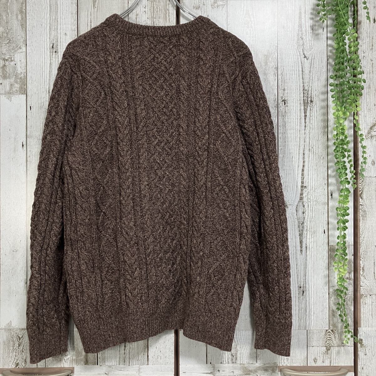 ☆ビームスハート BEAMS HEART☆良品☆ニット セーター タイト L ケーブル編み ブラウン クルーネック 長袖 [送料無料☆匿名配送] j6447_画像5