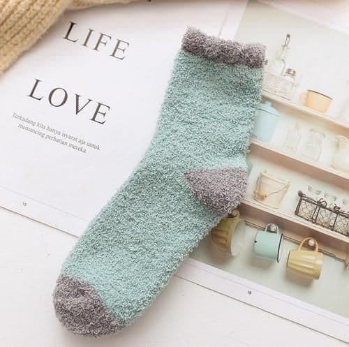 ふわモコ 暖かソックス　ミントグリーン　22〜24cm 新品未使用 冷え性_画像2