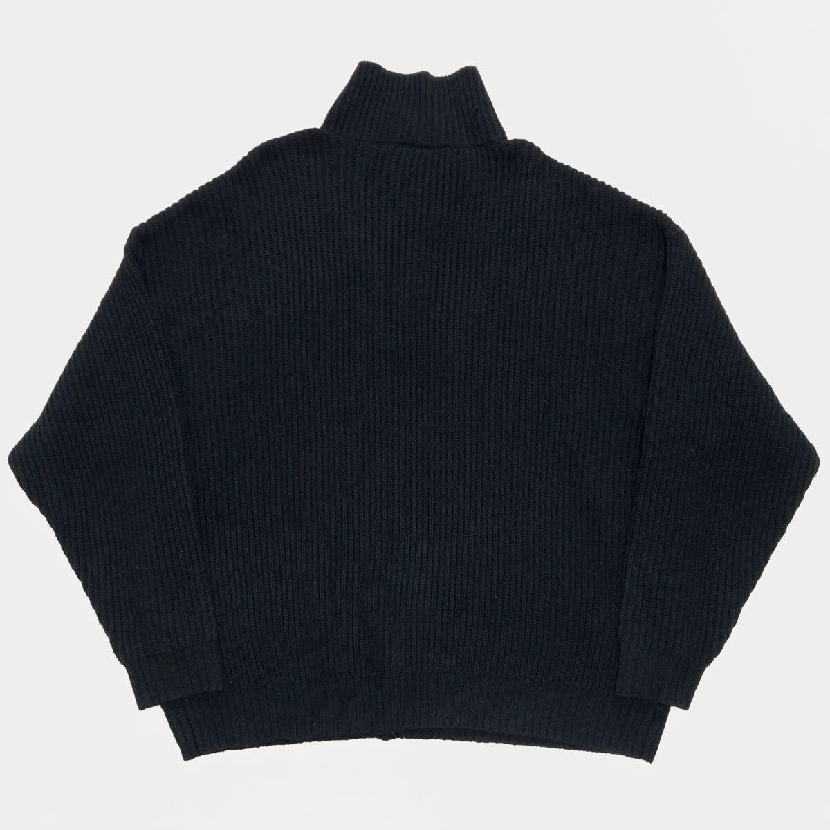 【人気】FREAK'S STORE フリークスストア ビッグシルエット畦編みセーター ハーフジップニット 男性用 メンズ Lサイズ ブラック H-165_画像2