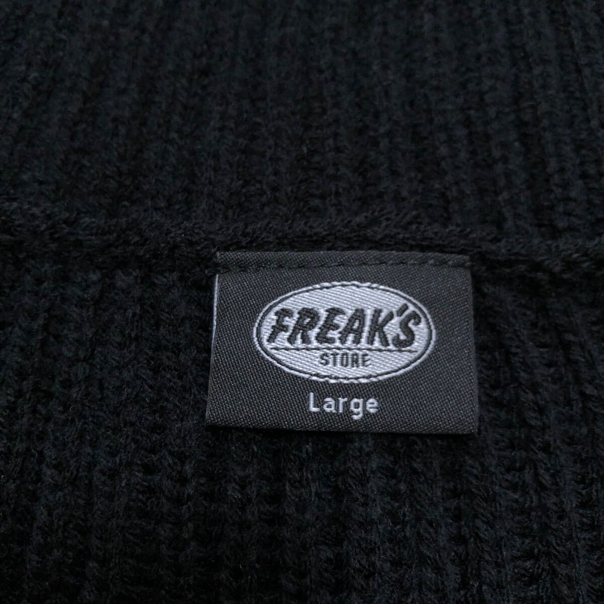 【人気】FREAK'S STORE フリークスストア ビッグシルエット畦編みセーター ハーフジップニット 男性用 メンズ Lサイズ ブラック H-165_画像5
