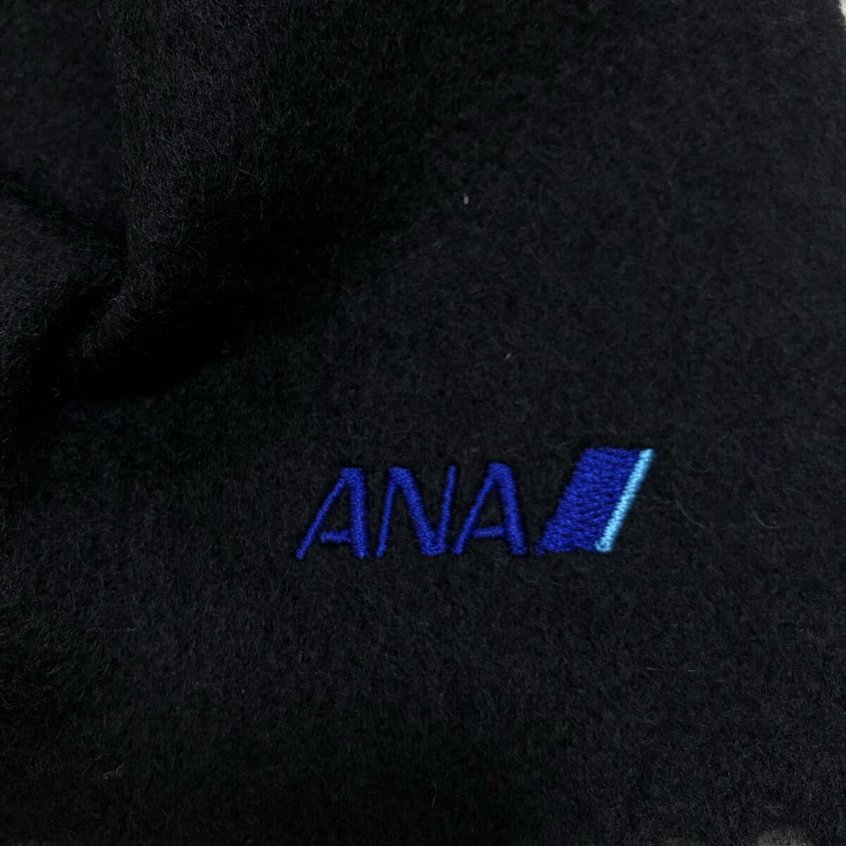 【送料360円】カシミヤ100% UNIQLO ユニクロ カシミヤマフラー ANAロゴ入り 防寒 ブラック OK-7_画像2