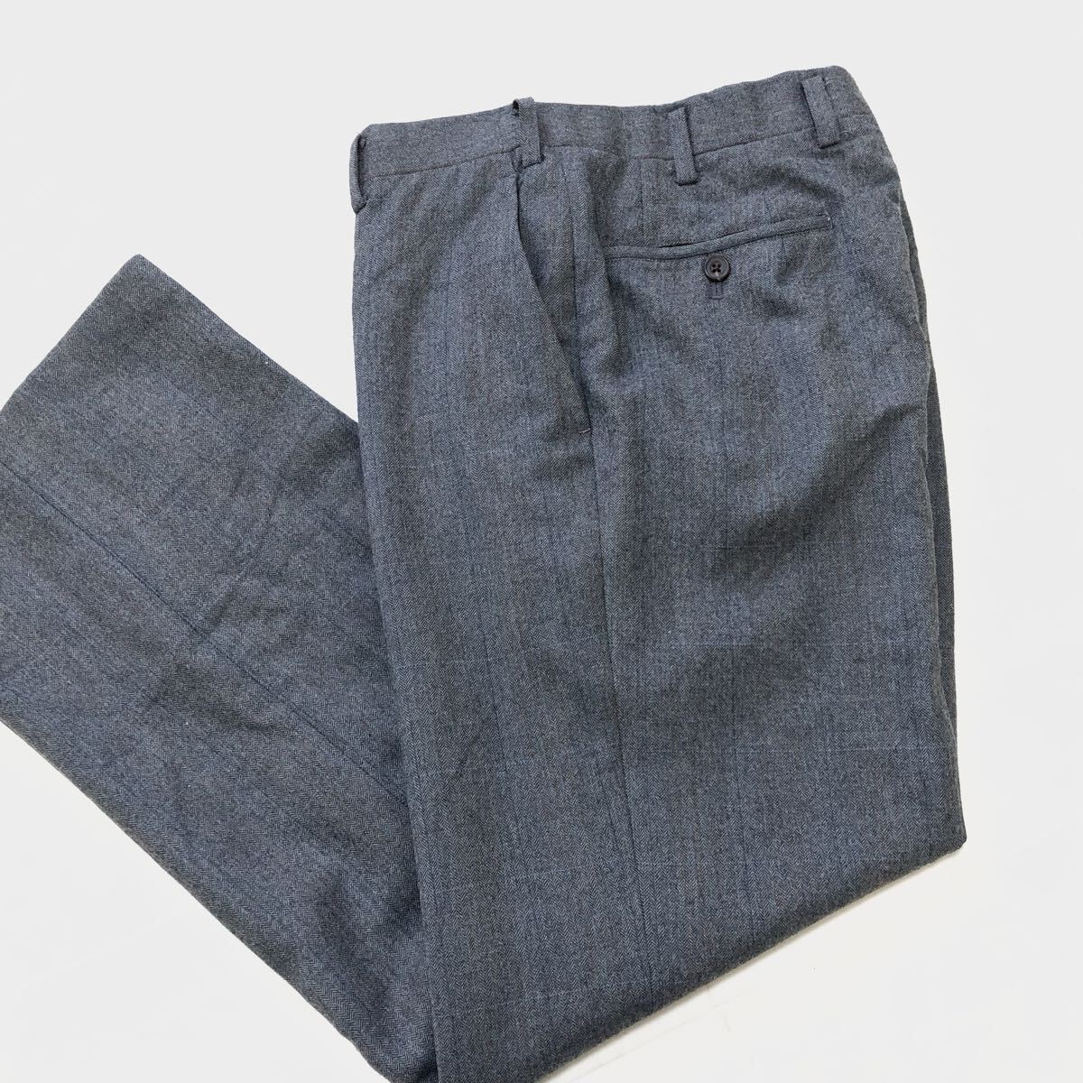 【英国製】Burberrys バーバリーズ ウールスラックス C-TK83 三陽商会 メンズ 32 ストライプ 古着 HW-167_画像1