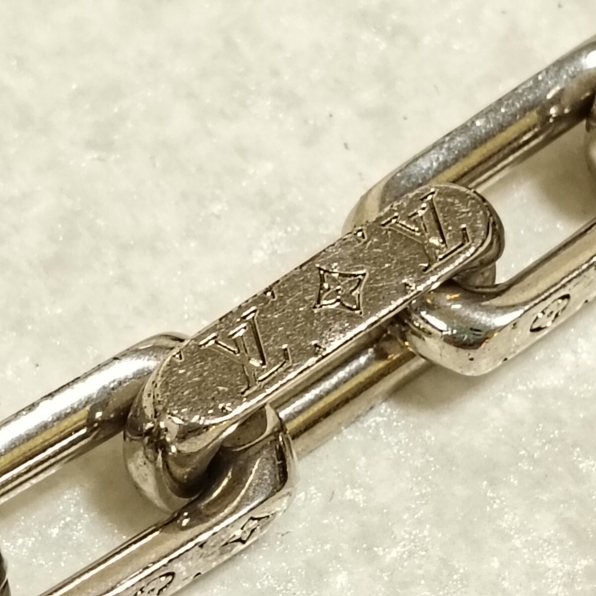 S【LOUIS VUITTON】コリエ モノグラム ブレスレット M64223 サイズM チェーン アクセサリー ルイヴィトン メンズ レディース シルバー_画像7