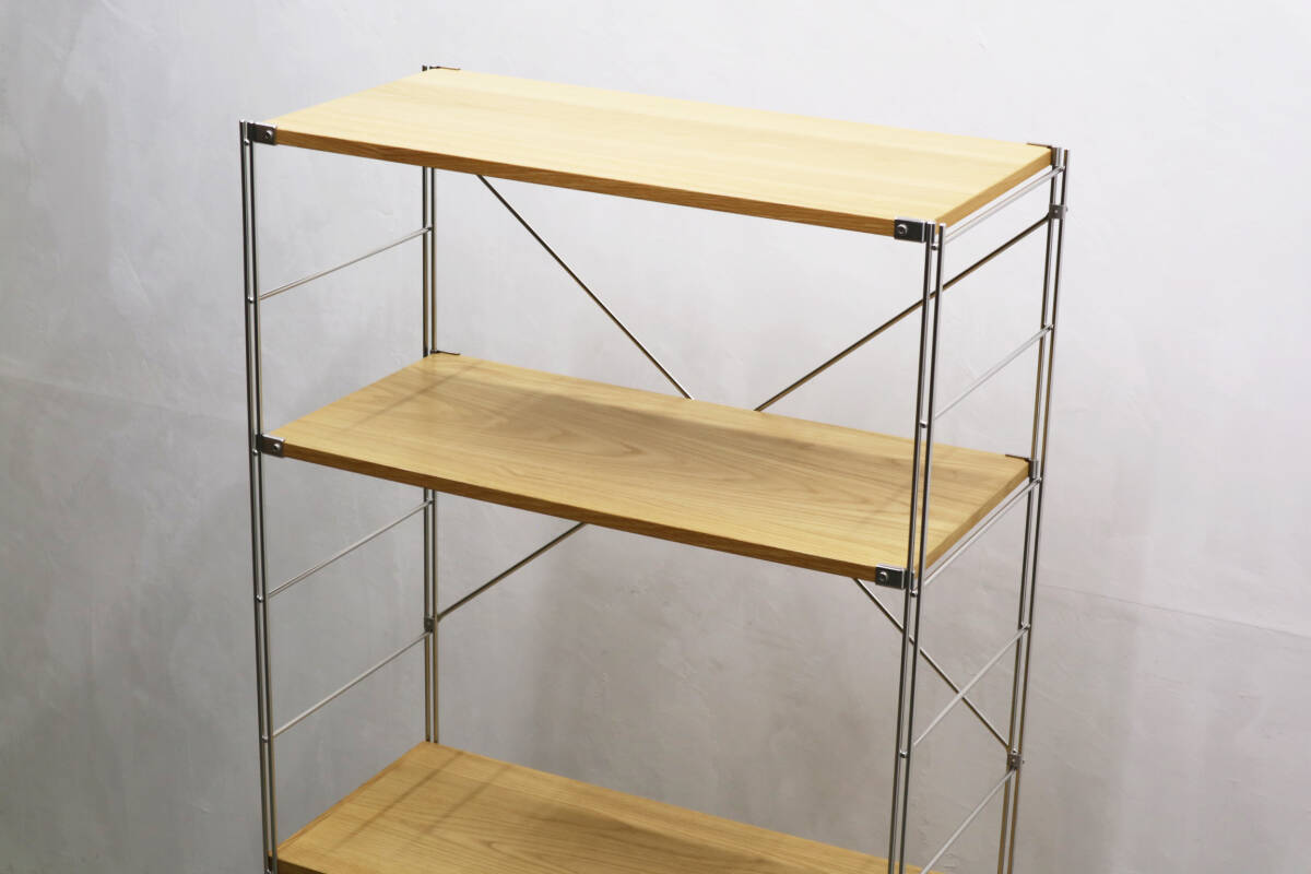 MUJI 無印良品 ステンレス ユニットシェルフ 4段 オーク ボックス 収納 食器棚 本棚 飾り棚 ラック/北欧アクタスウニコ/PKT04034_画像8