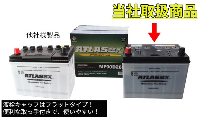 【福岡より発送】トラック用【 24V 】 MF 90D26L ×2個セット フラット ATLAS アトラス ハンコック バッテリー 95D26L 送料無料_画像2