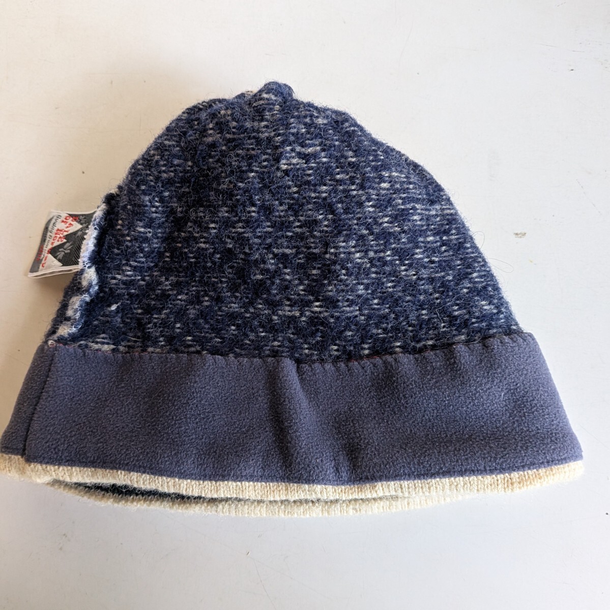 DALE of Norway ダーレ・オブ・ノルウェー ニットキャップ '９０年代 オフホワイト/ネイビー・総柄 ウール ノルウェー製 ユーズド品_画像6