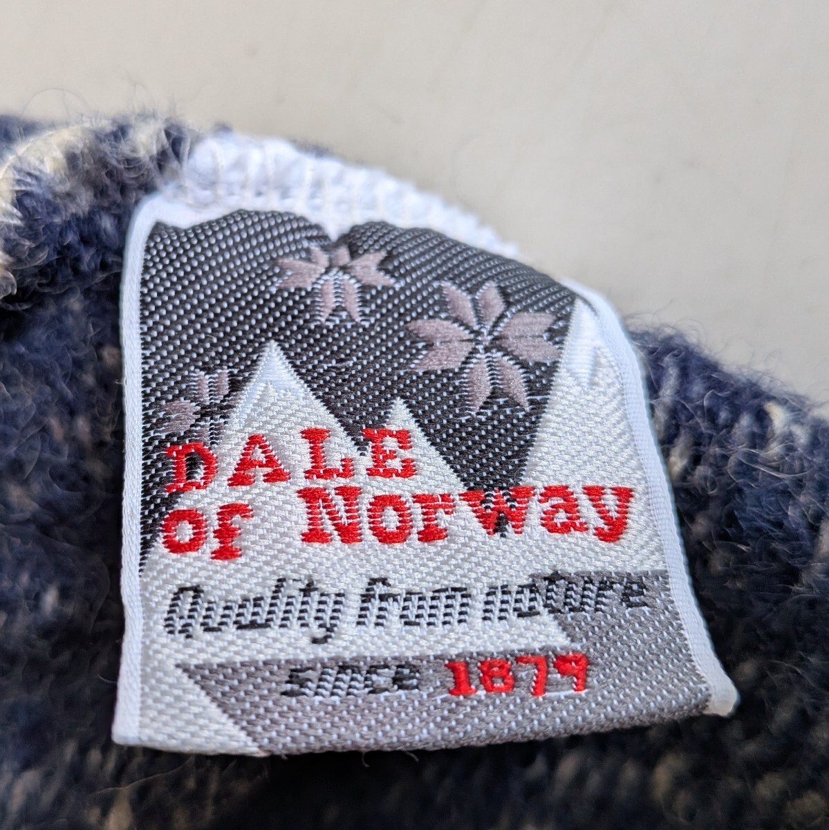 DALE of Norway ダーレ・オブ・ノルウェー ニットキャップ '９０年代 オフホワイト/ネイビー・総柄 ウール ノルウェー製 ユーズド品_画像7