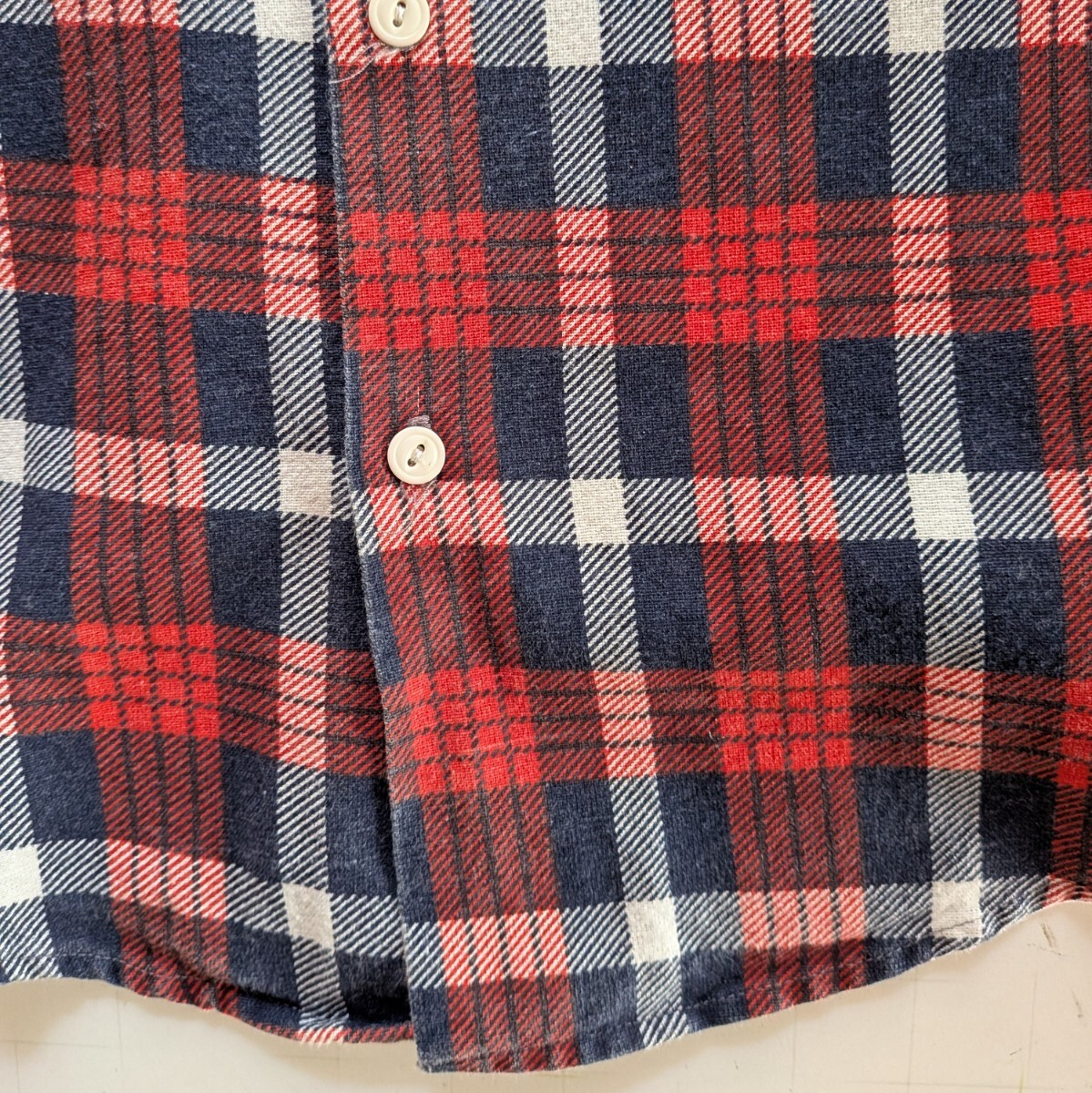 SFS カジュアルシャツ サンフランシスコ製 レッド/ネイビー チェック柄 コットン メンズ サイズS(US/M程度) ユーズド品 並行輸入_画像8