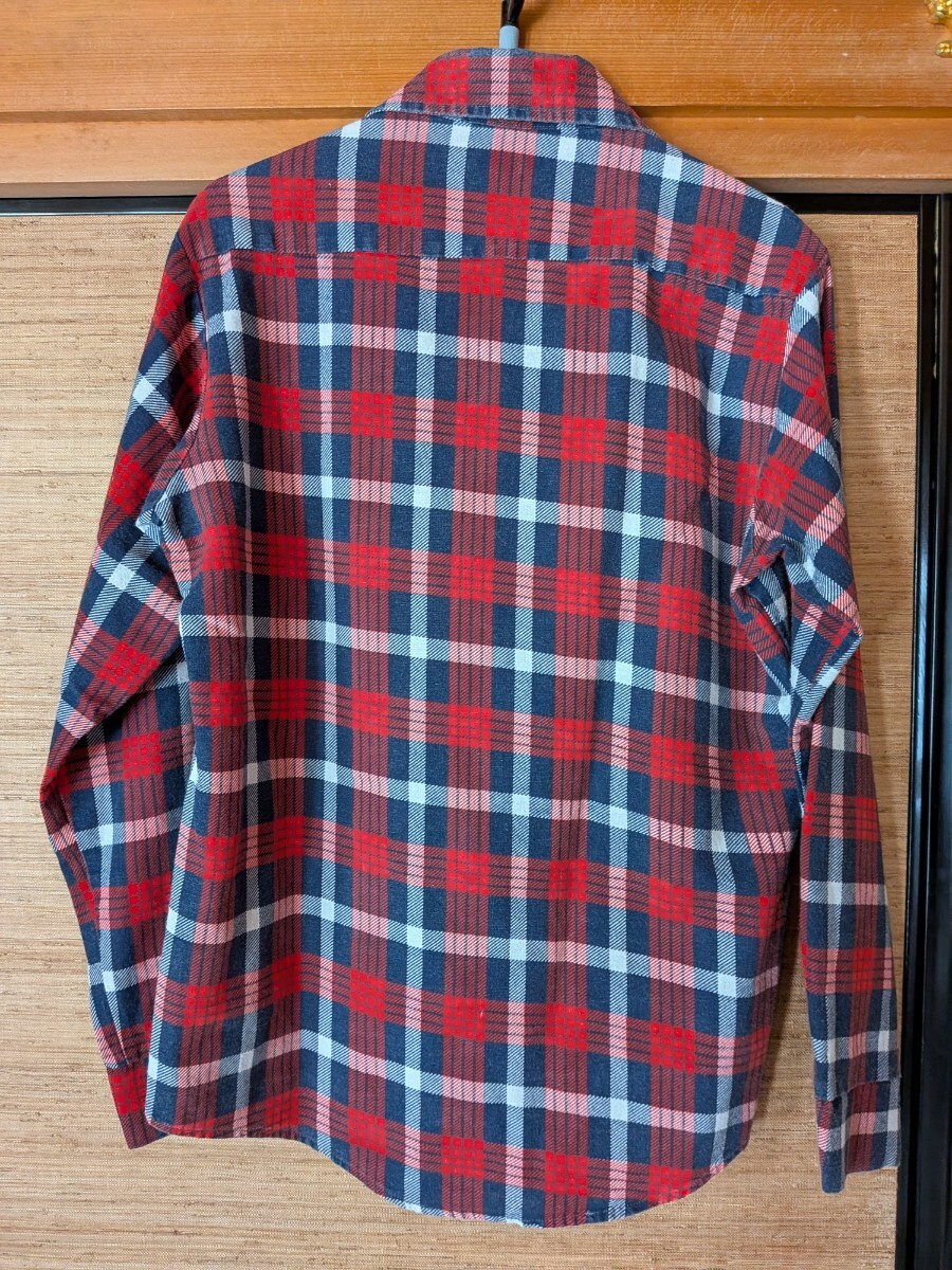 SFS カジュアルシャツ サンフランシスコ製 レッド/ネイビー チェック柄 コットン メンズ サイズS(US/M程度) ユーズド品 並行輸入_画像2