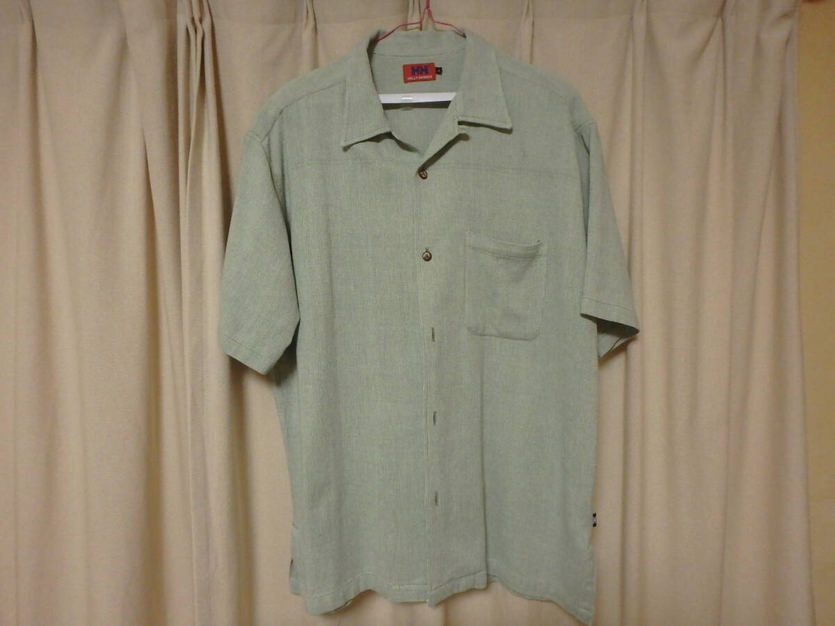HELLY HANSEN ヘリーハンセン 無地 半袖シャツ L セージ色_画像1