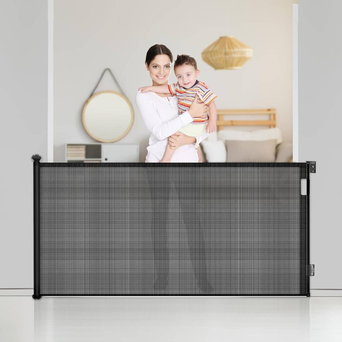 ※1円スタート【極美品】Ycozy BabySafe ベビーゲート ロール 巻き取り最大取付幅140cm 高さ86cm SG018 ブラック_画像1