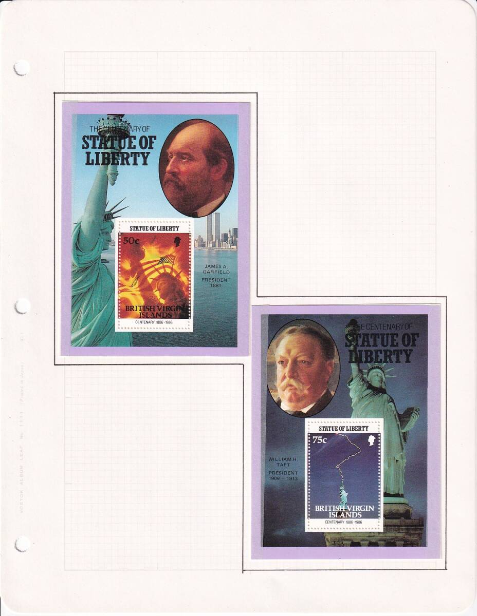 23 Британия . балка Gin различные остров [ не использовался ]<[1986 SC#559-567 New York свободный женщина бог изображение 100 год ] 9 вид .( каждый * маленький размер сиденье ) on leaf >