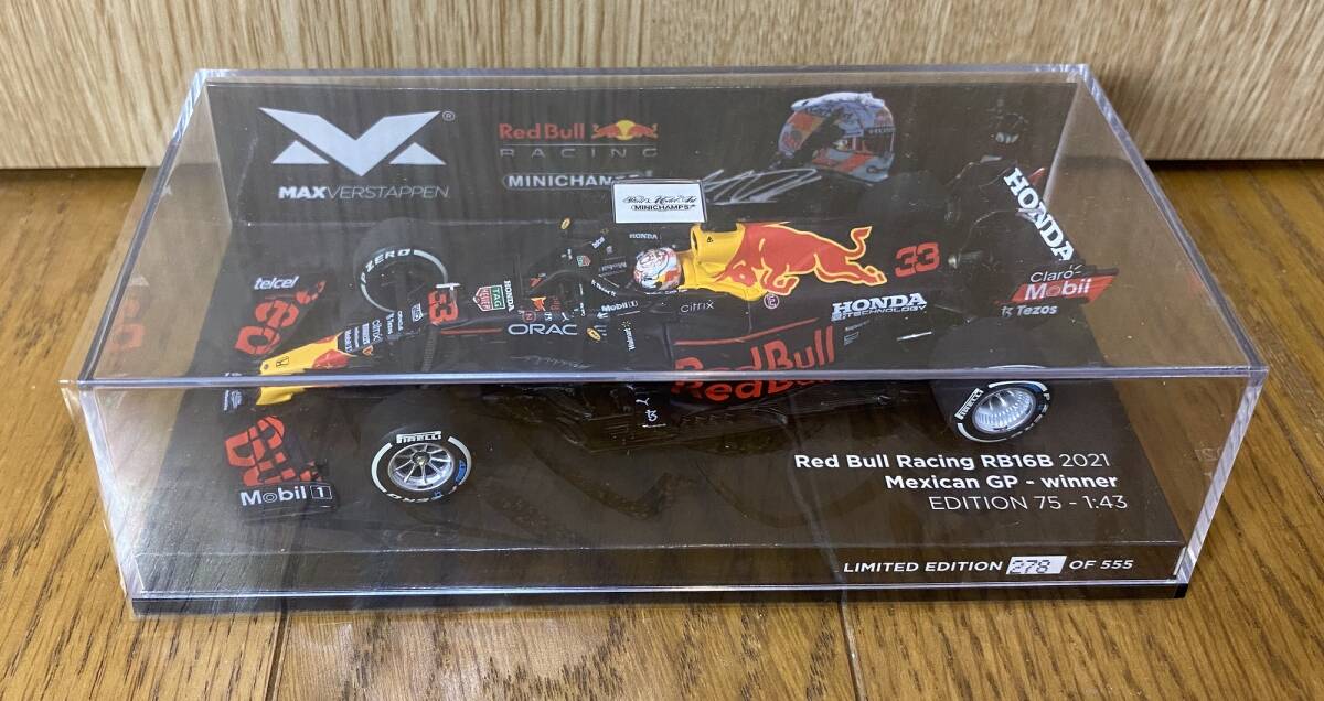 フェルスタッペン別注 ミニチャンプス 1/43 レッドブル RB16B #33 マックス・フェルスタッペン 2021 メキシコGP 優勝 EDITION 75 413211933_画像2