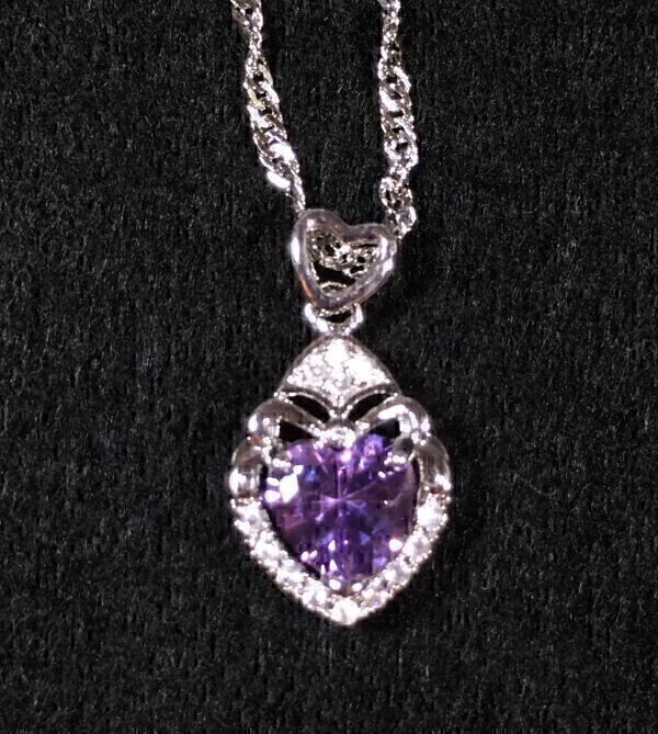[Premio Fortuna] аметист. подвеска в форме сердечка прекрасный AAA аметист. подвеска . колье S6jfpeUH 189