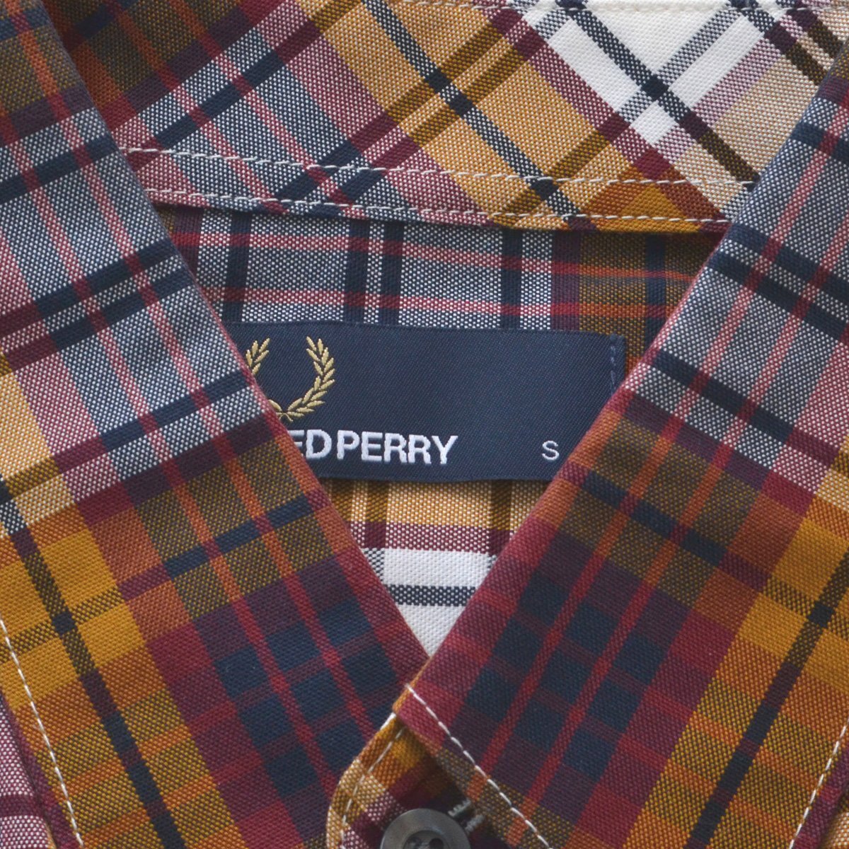 FRED PERRY Fred Perry * кнопка down проверка рубашка BD рубашка S размер M2567 мужской M043017
