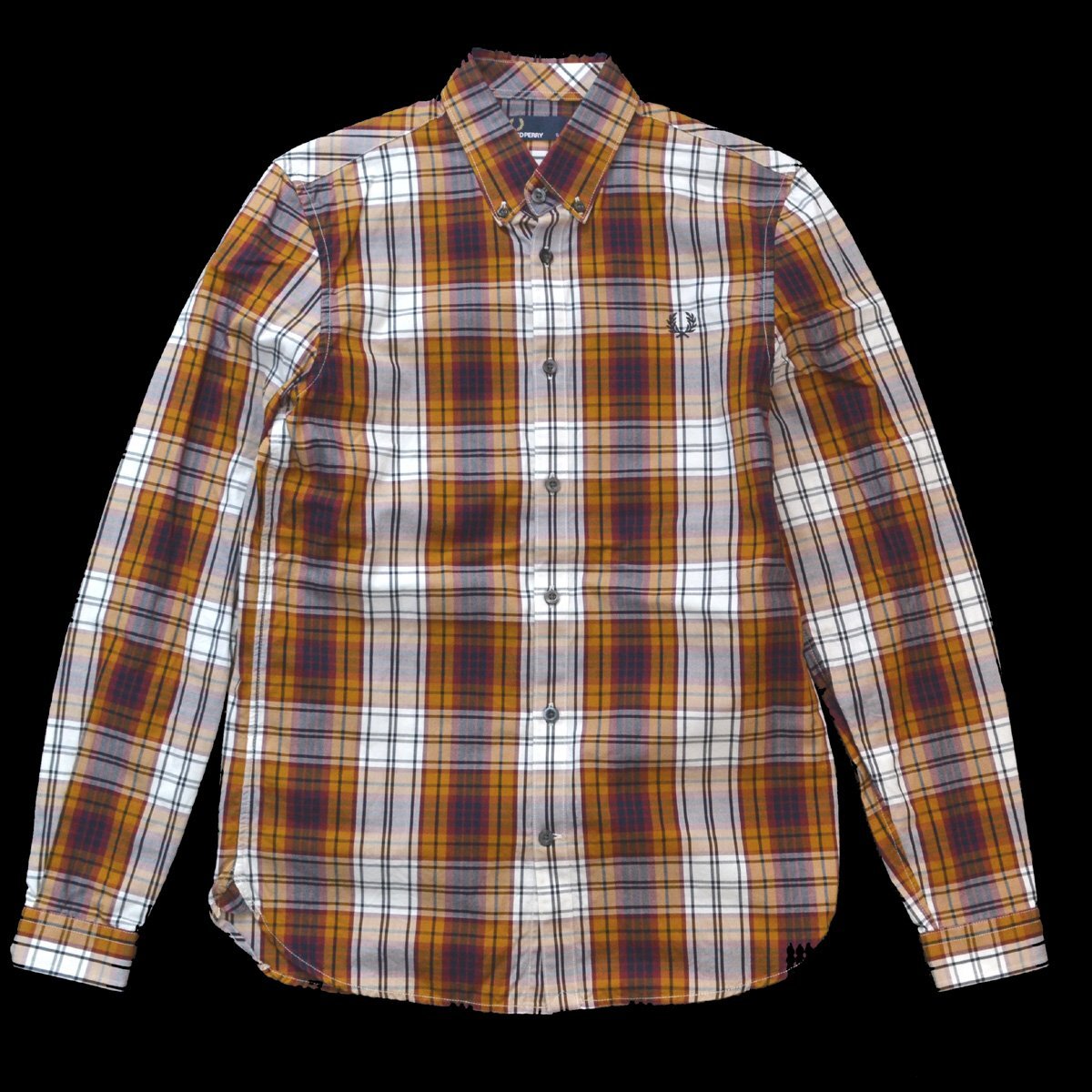 FRED PERRY Fred Perry * кнопка down проверка рубашка BD рубашка S размер M2567 мужской M043017