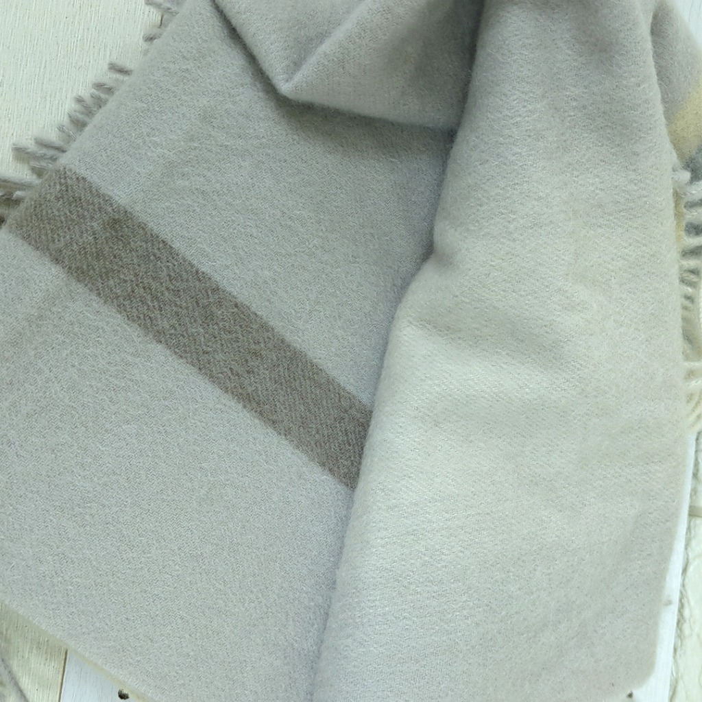フルラ 100% カシミヤ マフラー ストール ショール グレー アイボリー大判_画像9