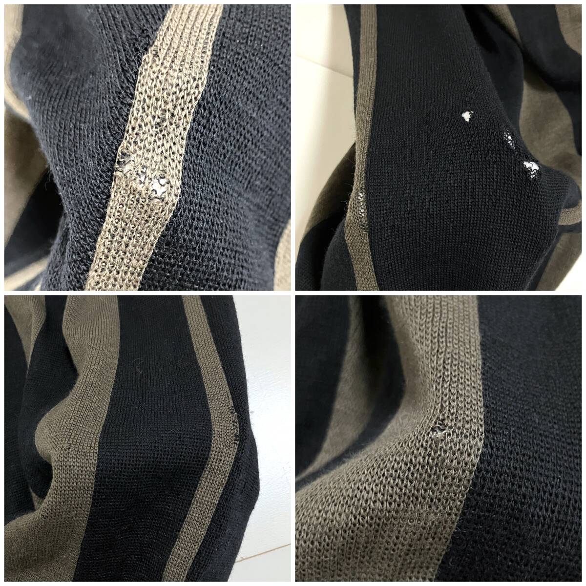80s 筆タグ ISSEY MIYAKE 立体裁断 ニット ストライプ サルエルパンツ 黒 カーキ系 Mサイズ イッセイミヤケ VINTAGE archive 5060591_画像10