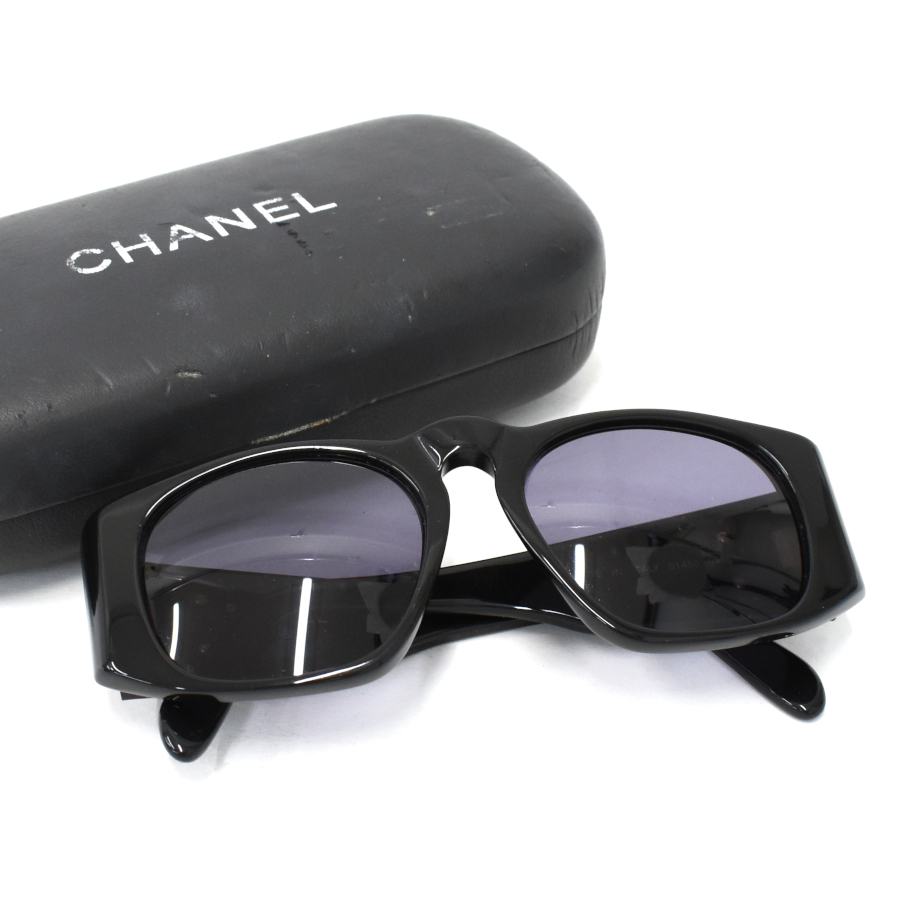 1円◆美品 CHANEL シャネル サングラス アイウェア 01450 94305 マトラッセ ココマーク プラスチック ブラック◆E.Csg.pD-22_画像1