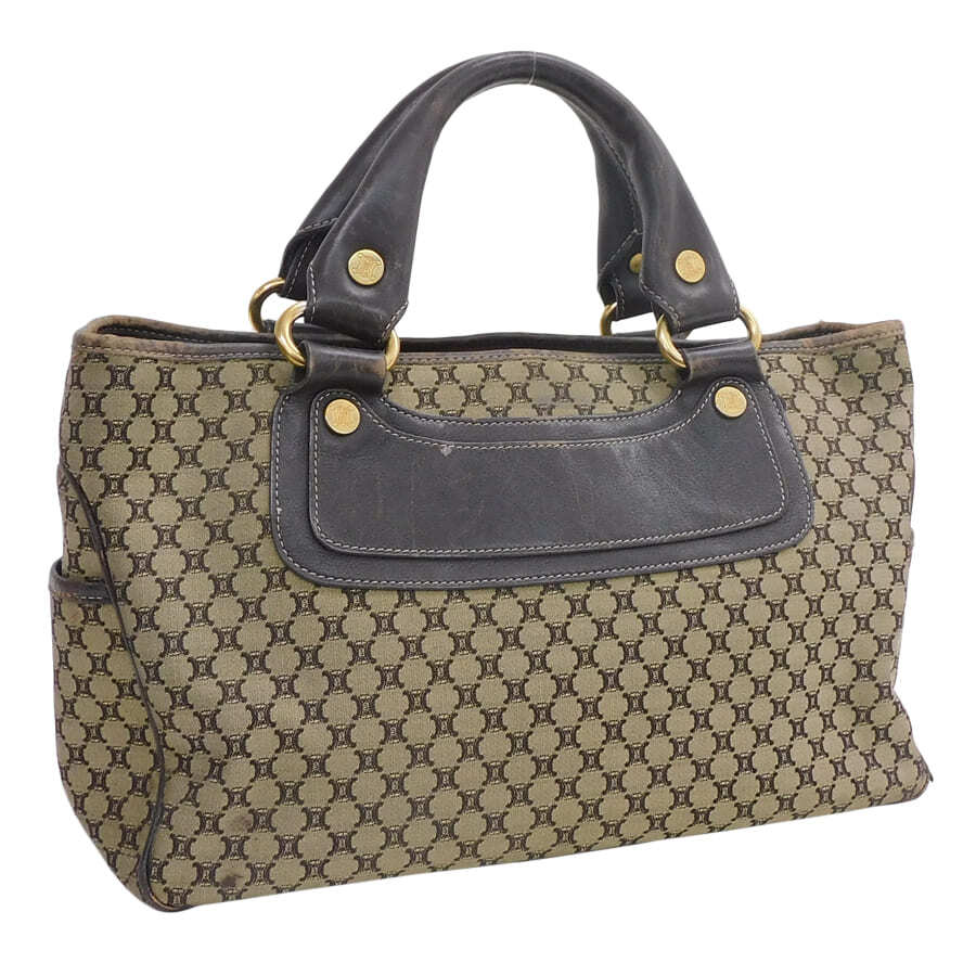 1円■セリーヌ ハンドバッグ トリオンフ ブラウン系 キャンバス×レザー レディース 上品 お洒落 CELINE ■E.Ber.tI-16_画像1
