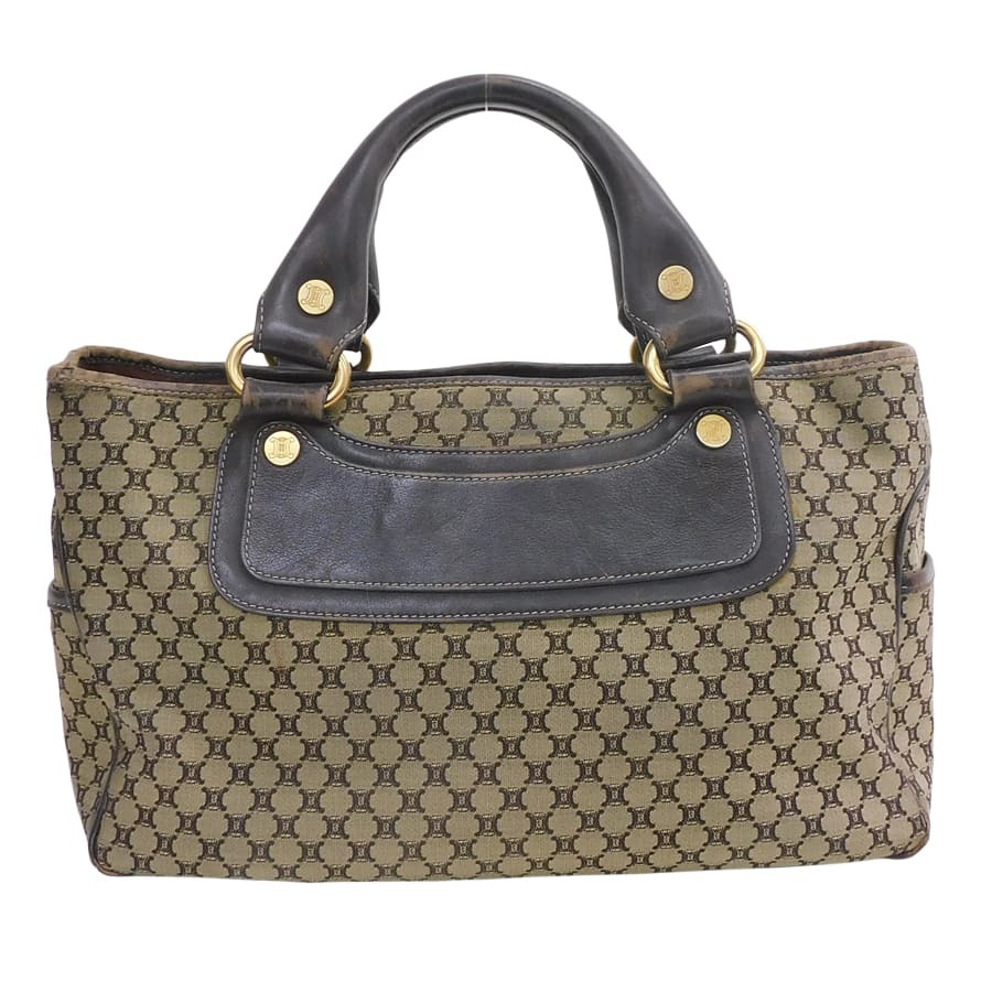 1円■セリーヌ ハンドバッグ トリオンフ ブラウン系 キャンバス×レザー レディース 上品 お洒落 CELINE ■E.Ber.tI-16_画像2