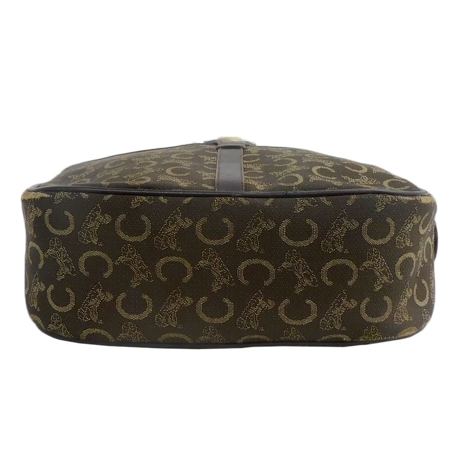 1円■セリーヌ ショルダーバッグ Cマカダム ダークブラウン系 キャンバス×レザー レディース 上品 CELINE ■E.Brl.tI-16_画像5