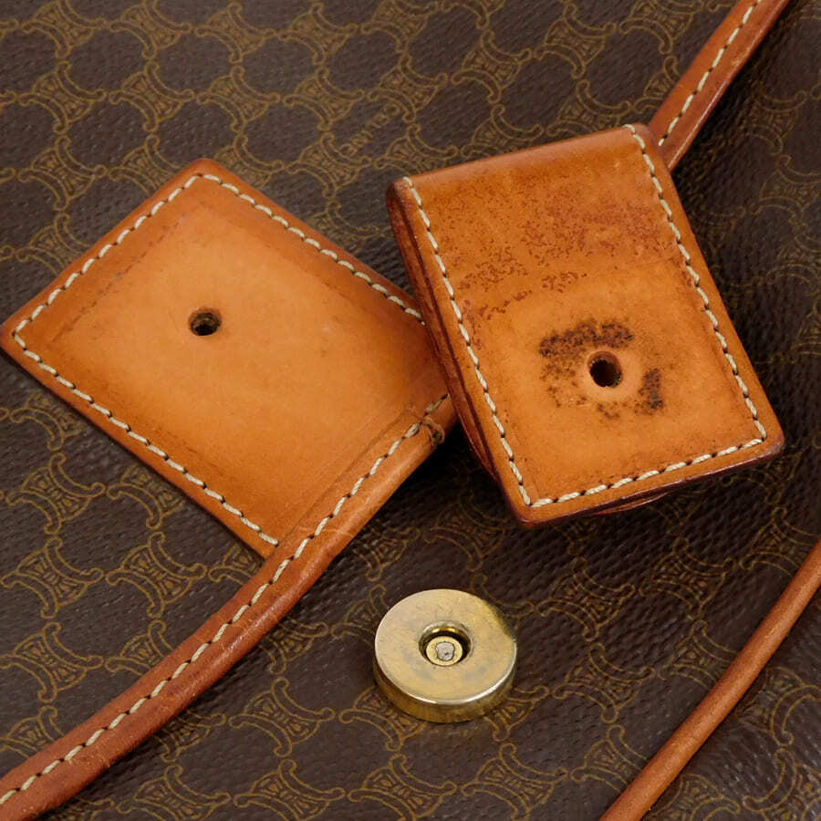 1円■セリーヌ ショルダーバッグ マカダム M11 ブラウン系 PVC×レザー レディース おでかけ CELINE ■E.Bmm.zE-05_画像9