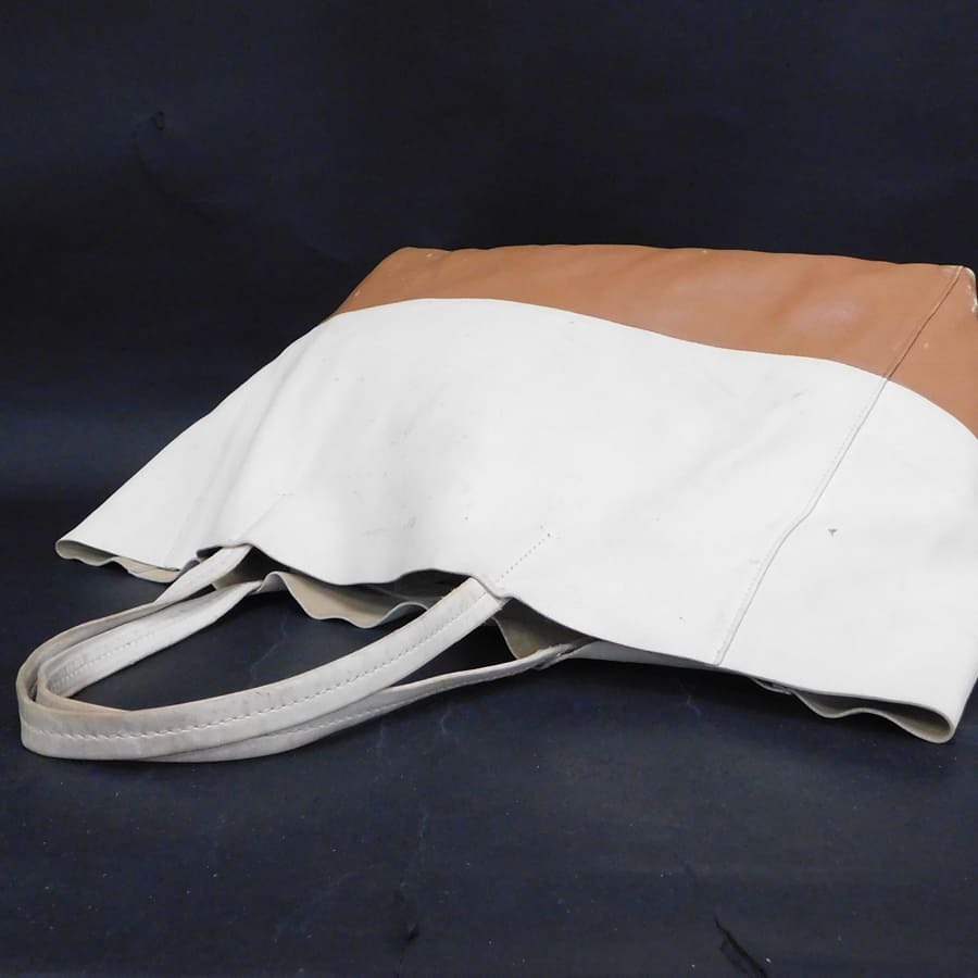 1円■セリーヌ トートバッグ ホワイト×ブラウン系 レザー レディース 普段使い CELINE ■E.Css.tI-22_画像4