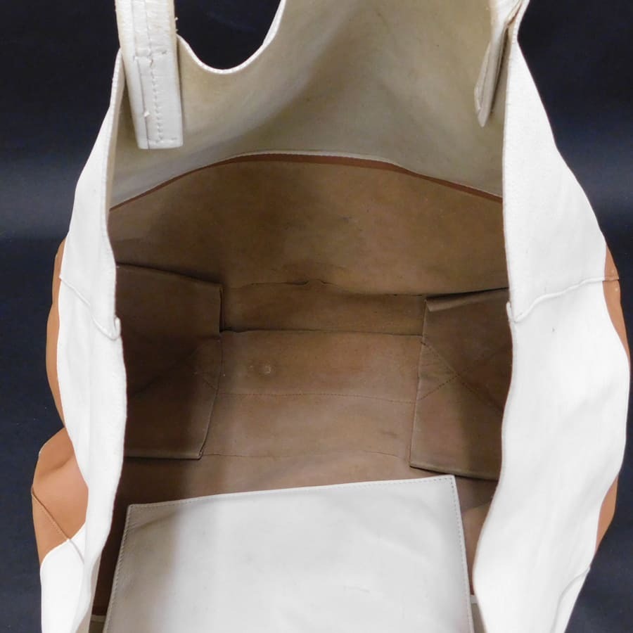 1円■セリーヌ トートバッグ ホワイト×ブラウン系 レザー レディース 普段使い CELINE ■E.Css.tI-22_画像7