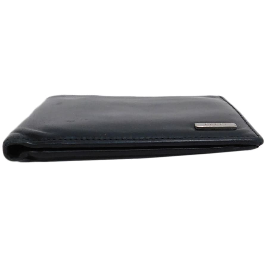 1円■グッチ 折りたたみ財布 143384 ブラック系 レザー シンプル 無地 メンズ GUCCI ■E.Aep.sni-06_画像4