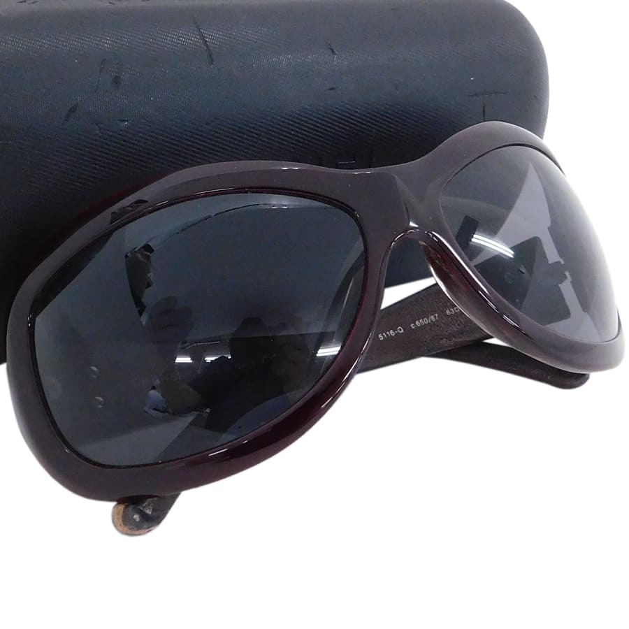 1円■ 極美品 シャネル サングラス 5116-Q ブラウン系 プラスチック×レザー レディース CHANEL ■K.Csi.oR-05_画像1
