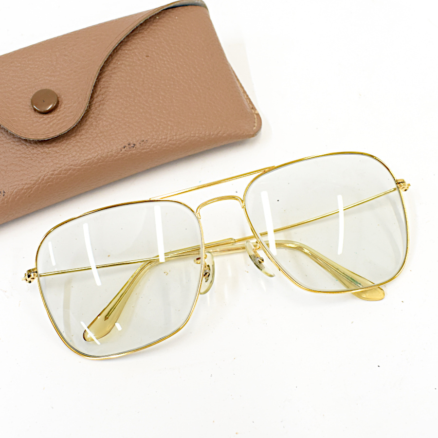 1円◆美品 RayBan レイバン メガネフレーム ボシュロム B&L USA メタル ゴールド◆E.Blg.aT-23_画像1