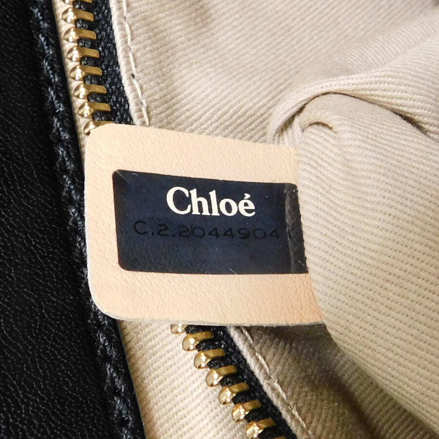 1 иен # превосходный товар Chloe ручная сумочка оттенок черного кожа вязаный ремень Gold металлические принадлежности довольно большой женский Chloe #E.Cse.tI-06