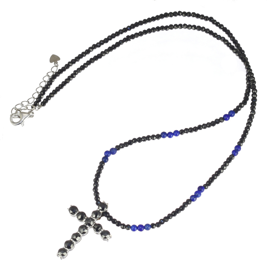 1円◎美品 ネックレス ペンダント クロス ブラックダイヤモンド 3.0ct SV925 K18WG シルバー ホワイトゴールド◎E.Cio.aT-18_画像2