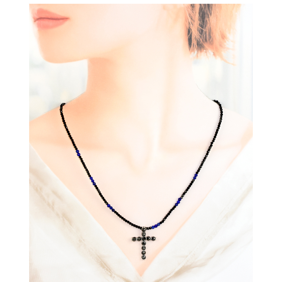 1円◎美品 ネックレス ペンダント クロス ブラックダイヤモンド 3.0ct SV925 K18WG シルバー ホワイトゴールド◎E.Cio.aT-18_画像5