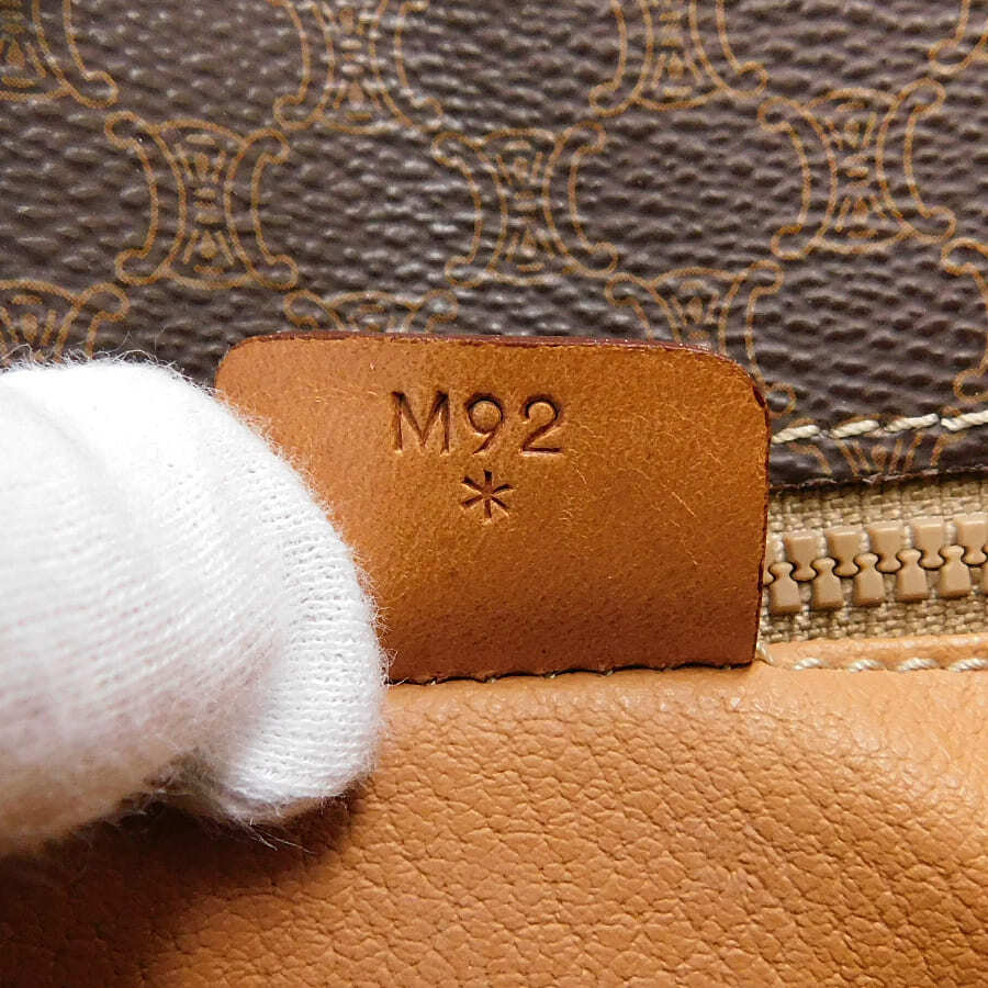 1円■美品 セリーヌ ショルダーバッグ M92 マカダム ダークブラウン系×ブラウン系 PVC×レザー CELINE■E.Csp.tI-06_画像8
