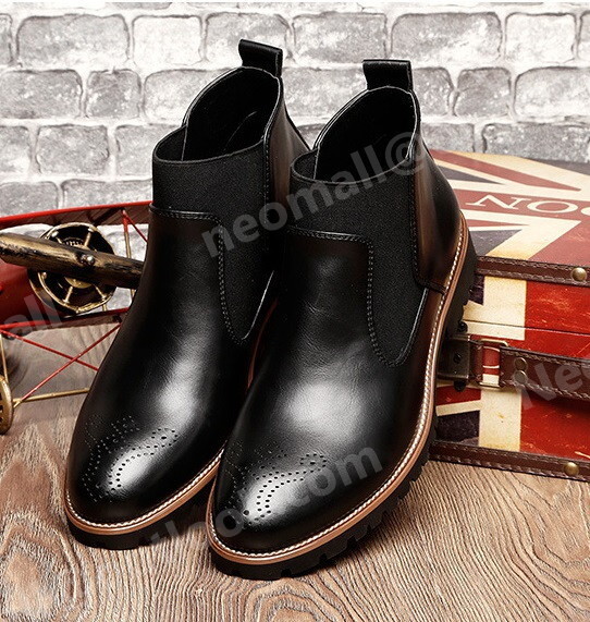  мужской короткие сапоги ботинки 27.5cm черный PU кожа милитари ботинки уличная обувь [n019]