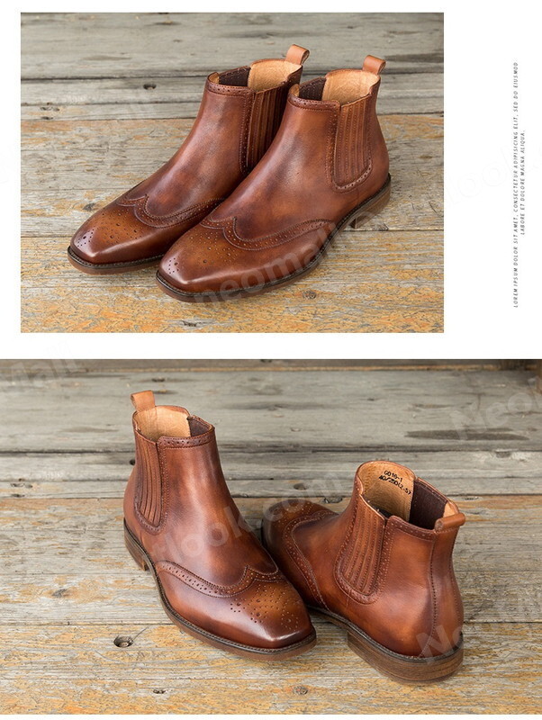  включая доставку * натуральная кожа телячья кожа мужской короткие сапоги Brown размер 25.5cm кожа обувь обувь casual . искривление . ходить на работу легкий импортированный автомобиль товар [n054]