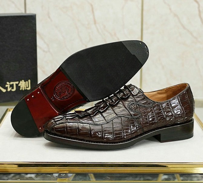  крокодил кожа бизнес обувь высший класс wani кожа крокодил обувь мужской обувь кожа обувь Brown 26.5cm [n781]