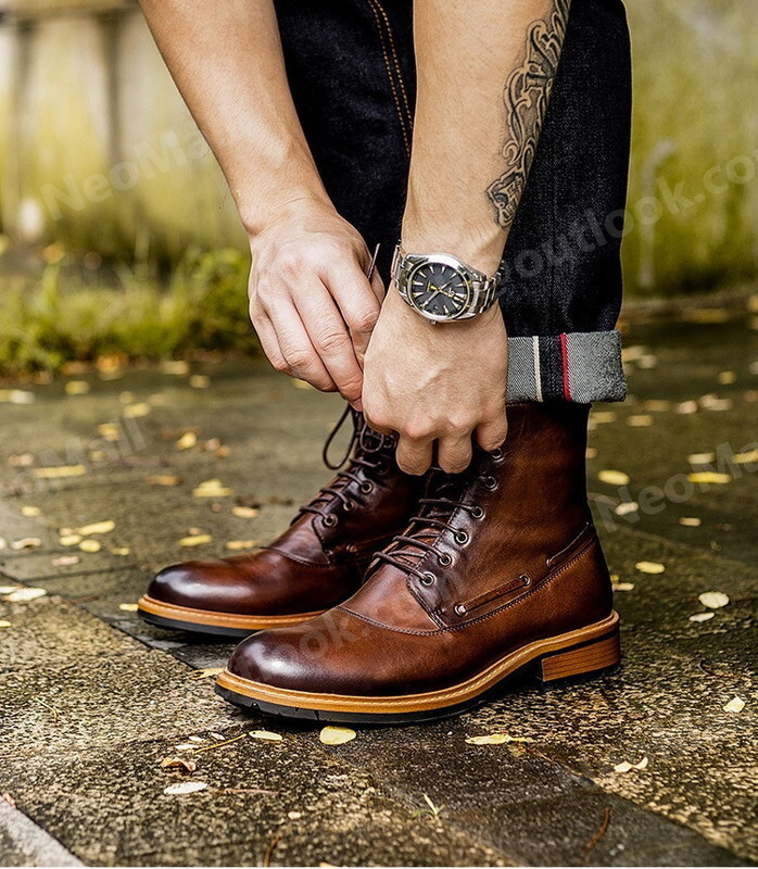  включая доставку * натуральная кожа телячья кожа мужской короткие сапоги Brown размер 25.5cm кожа обувь обувь casual . искривление . ходить на работу легкий импортированный автомобиль товар [n050]