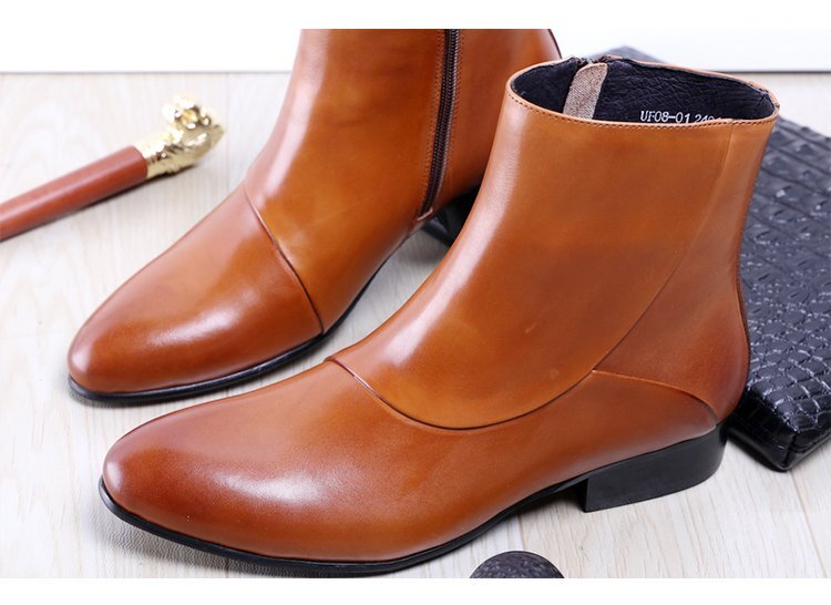 мужской бизнес обувь натуральная кожа светло-коричневый размер 24.0cm кожа обувь обувь casual . искривление . ходить на работу легкий новый товар короткие сапоги [apa-166]