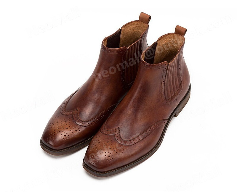  включая доставку * натуральная кожа телячья кожа мужской короткие сапоги Brown размер 25.5cm кожа обувь обувь casual . искривление . ходить на работу легкий импортированный автомобиль товар [n054]