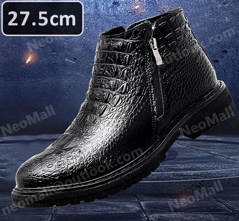 wani рисунок type вдавлено . телячья кожа мужской Shute ботинки черный размер 27.5cm боковой молния casual . искривление . ходить на работу легкий импортированный автомобиль товар [n025]