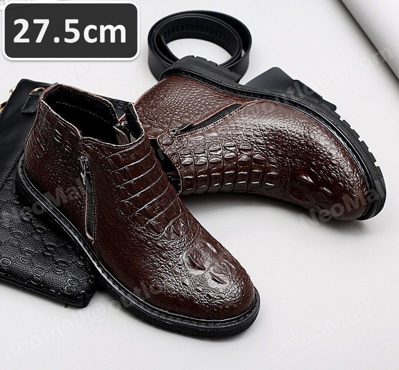 wani рисунок type вдавлено . телячья кожа мужской Shute ботинки Brown размер 27.5cm боковой молния casual . искривление . ходить на работу легкий импортированный автомобиль товар [n025]