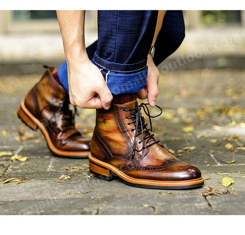  включая доставку * натуральная кожа телячья кожа мужской короткие сапоги Brown размер 24.0cm кожа обувь обувь casual . искривление . ходить на работу легкий импортированный автомобиль товар [n057]