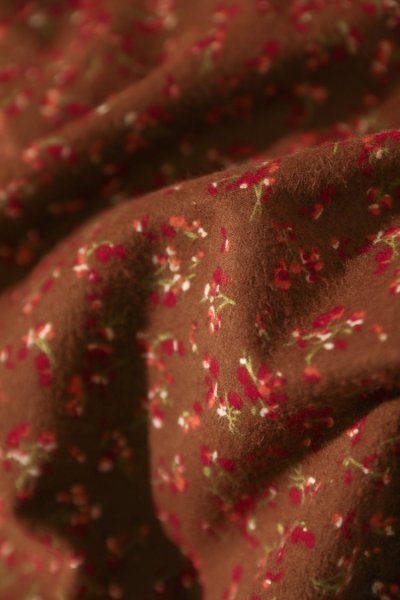 yh セール トップス　ワンピース　XL　中長丈　小花柄裏起毛暖かい オレンジ系_画像9